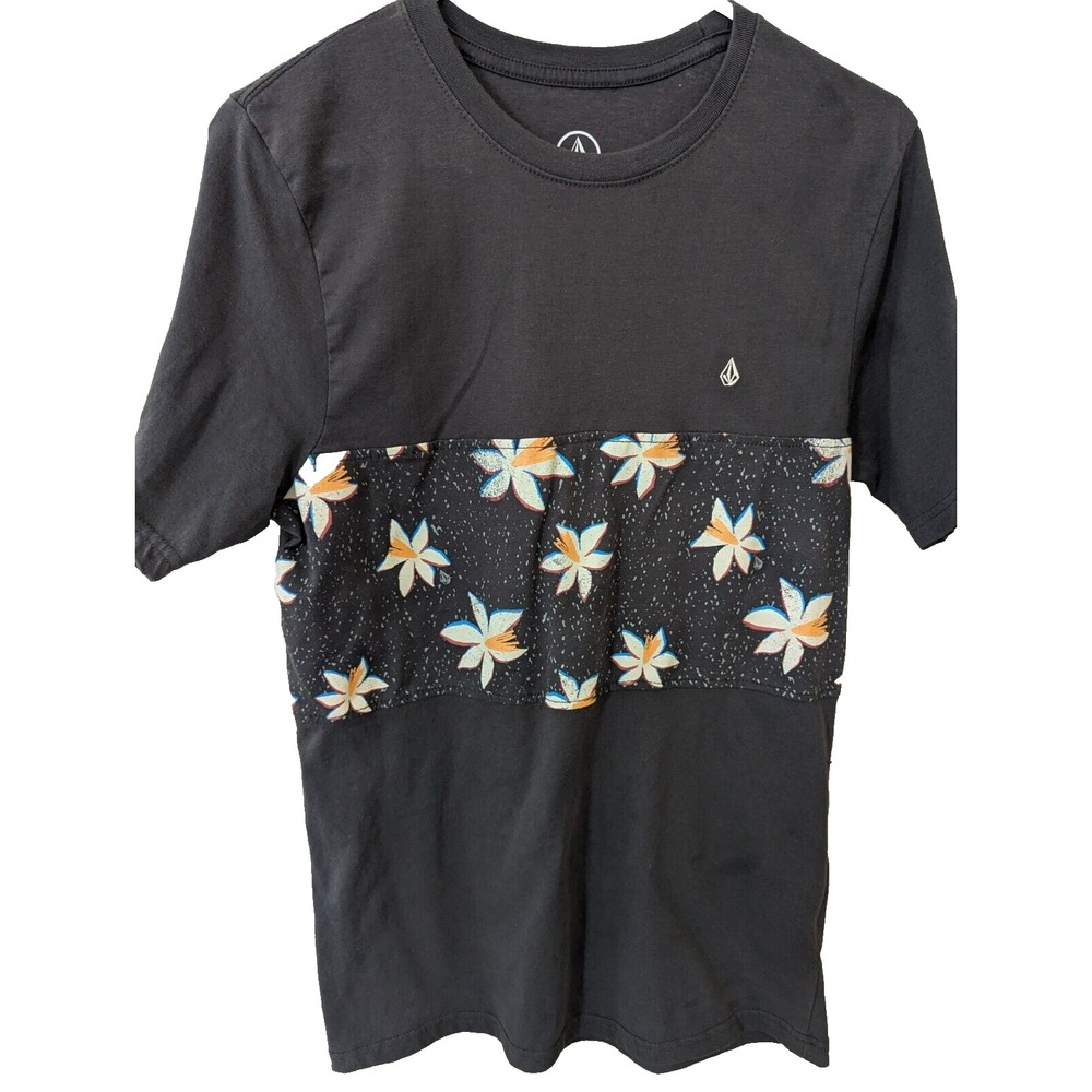 Volcom Mens‎ Graphic Small T-Shirt Short Sleeve Crew Neck Floral Hawaiian Surf